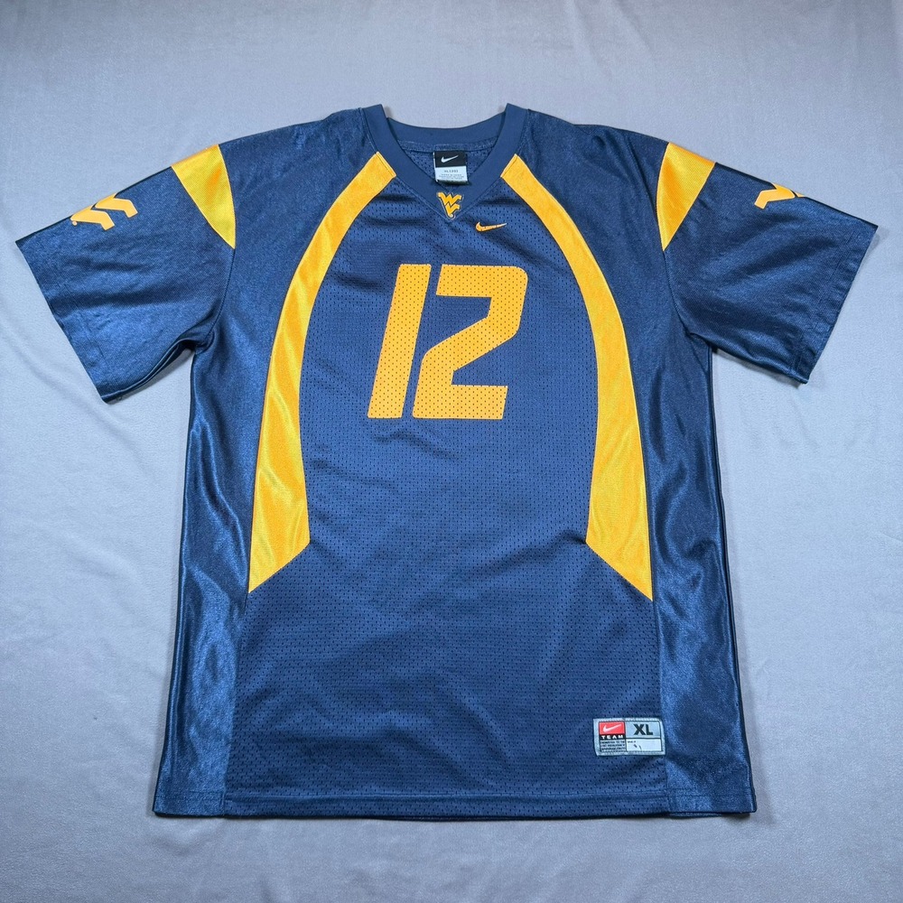 Nike West Virginia Mountaineers Youth XL Blue Gold 12 Football Jersey Game Day
